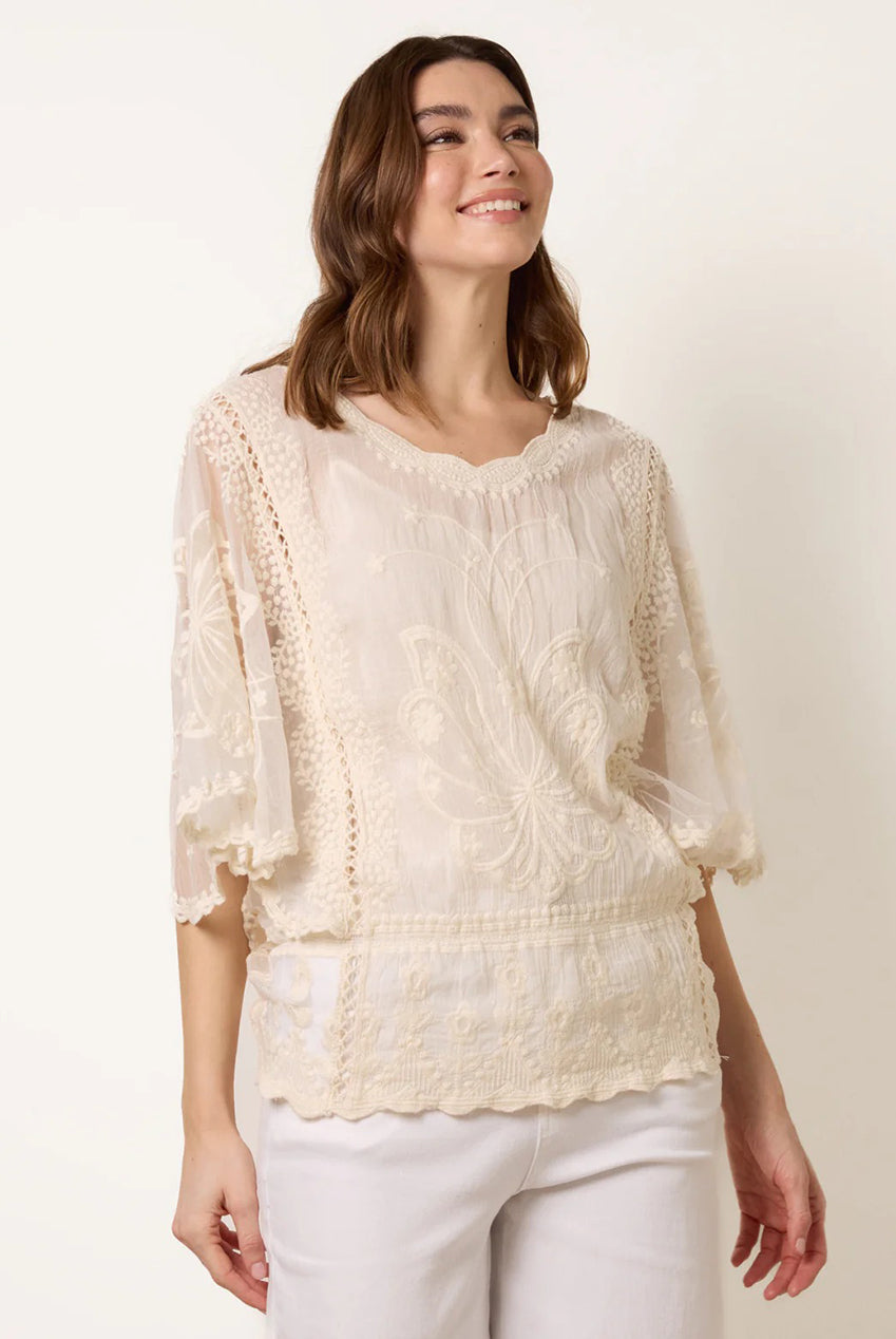 Floral Lace Butterfly Sleeve Blouse WF4964BV001