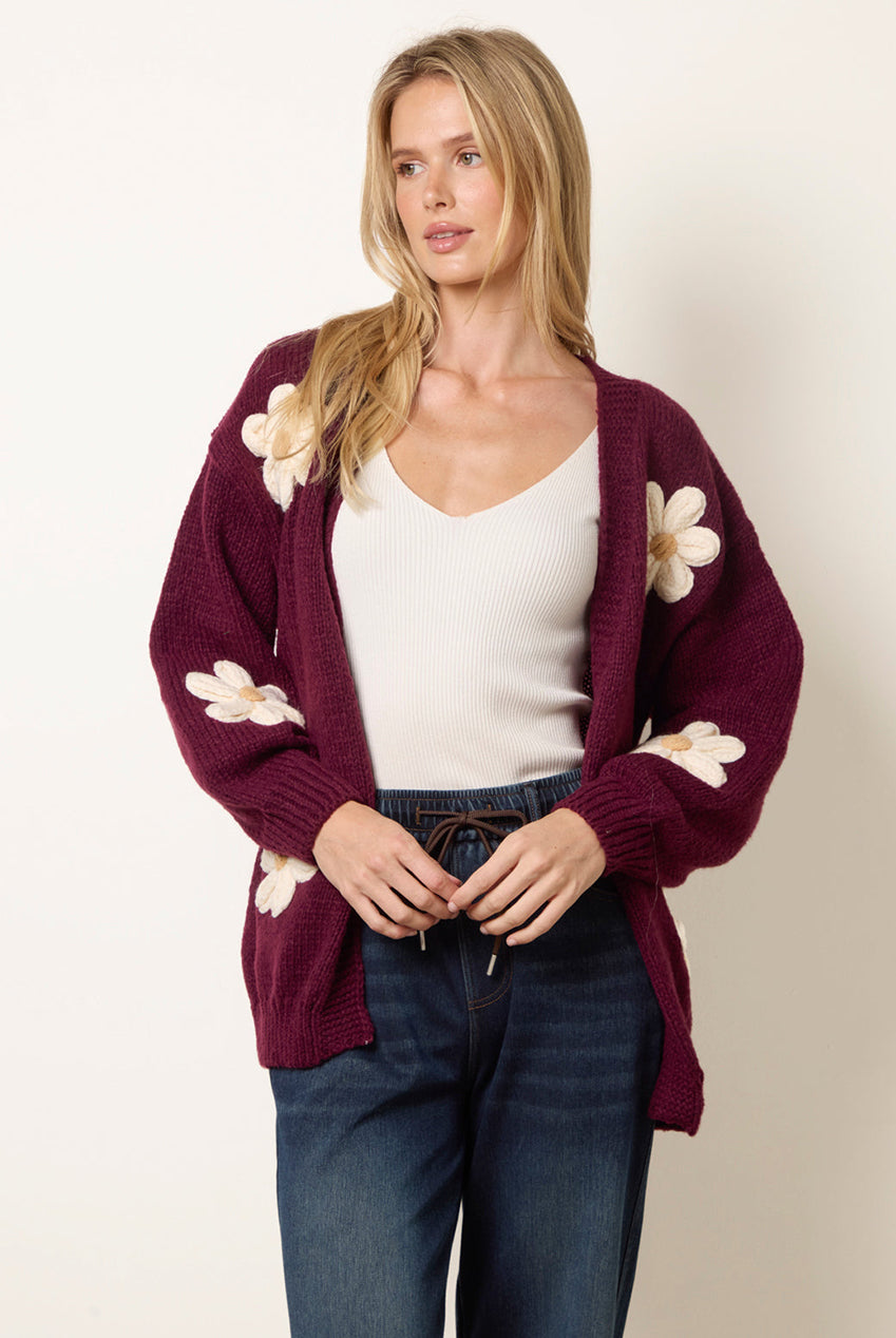 Daisy Large Flower Cardigan WF5257BV034