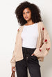 Flower Embroidery Detailed Cardigan by Blue Vanilla