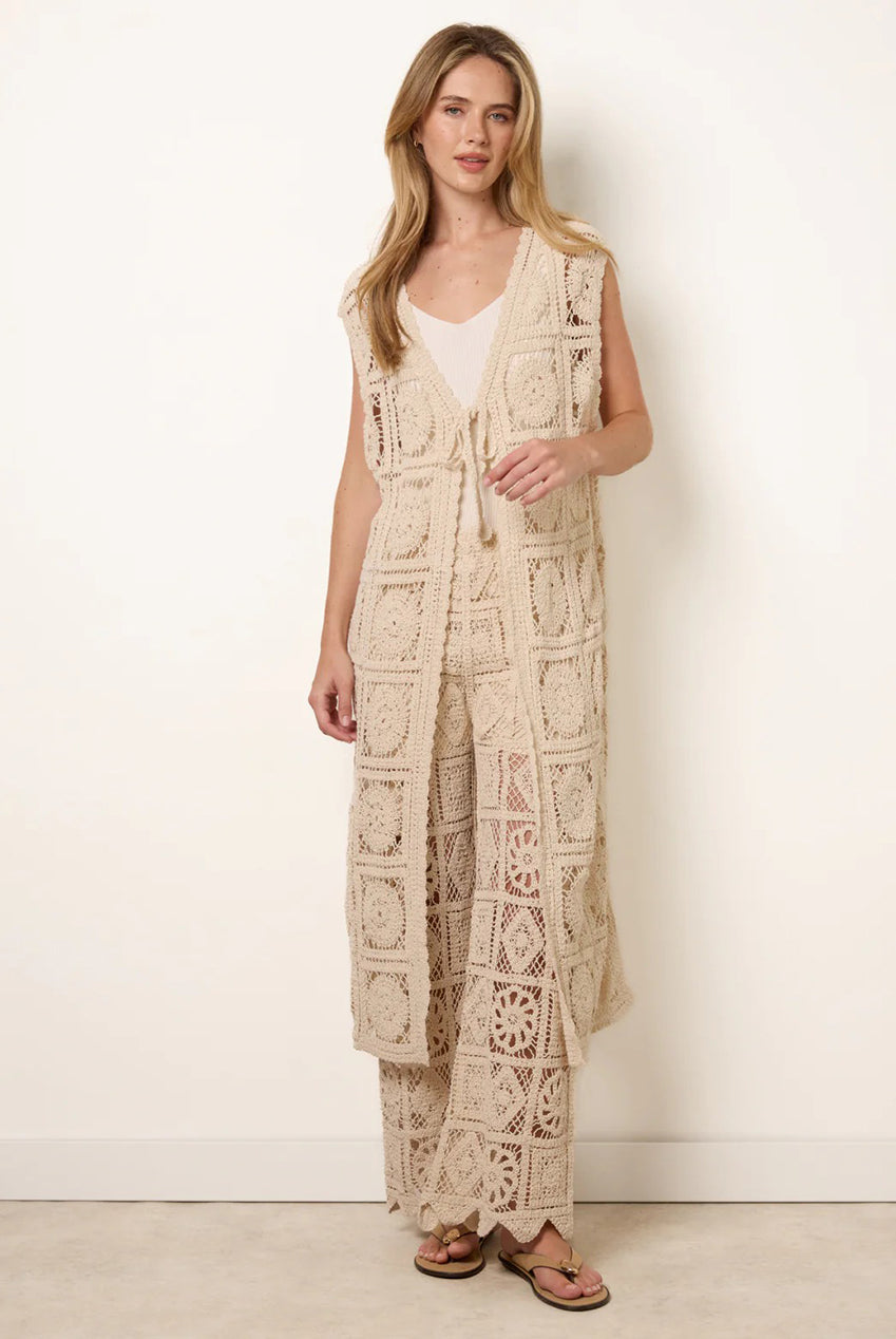 Crochet Detailed Tie Front Cardigan WF5487BV001