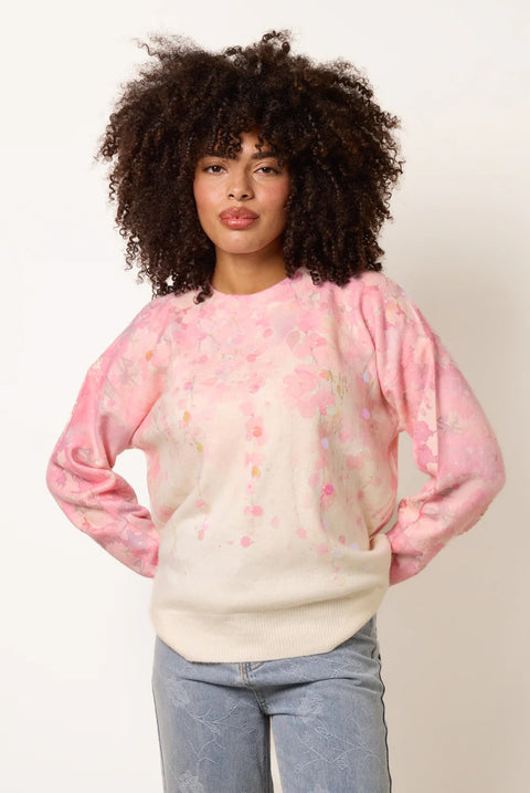 Floral Printed Jumper With Disc Sequin Detailing by Blue Vanilla