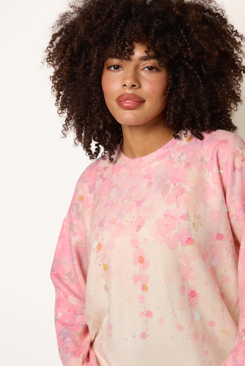 Floral Printed Jumper With Disc Sequin Detailing WF5719BV020