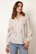 Long Sleeve Embroidered Button Front Blouse by Blue Vanilla