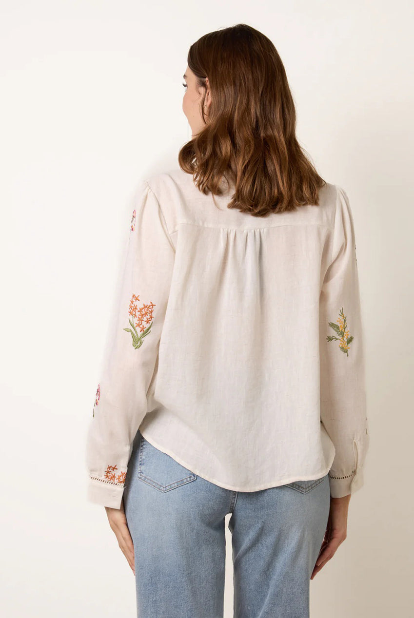 Long Sleeve Embroidered Button Front Blouse WF5765BV001