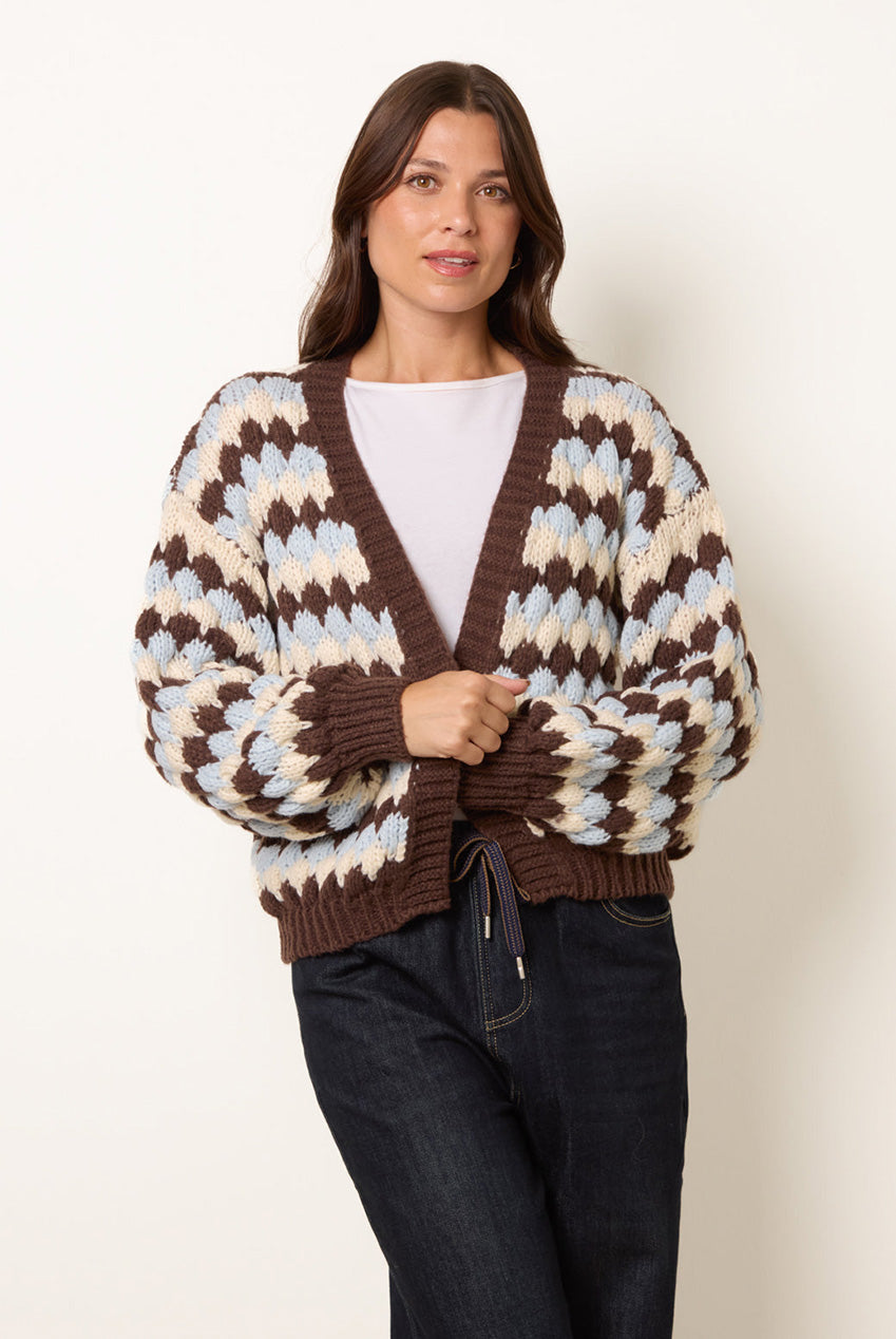 Multicoloured Striped Cardigan WF5790BV459