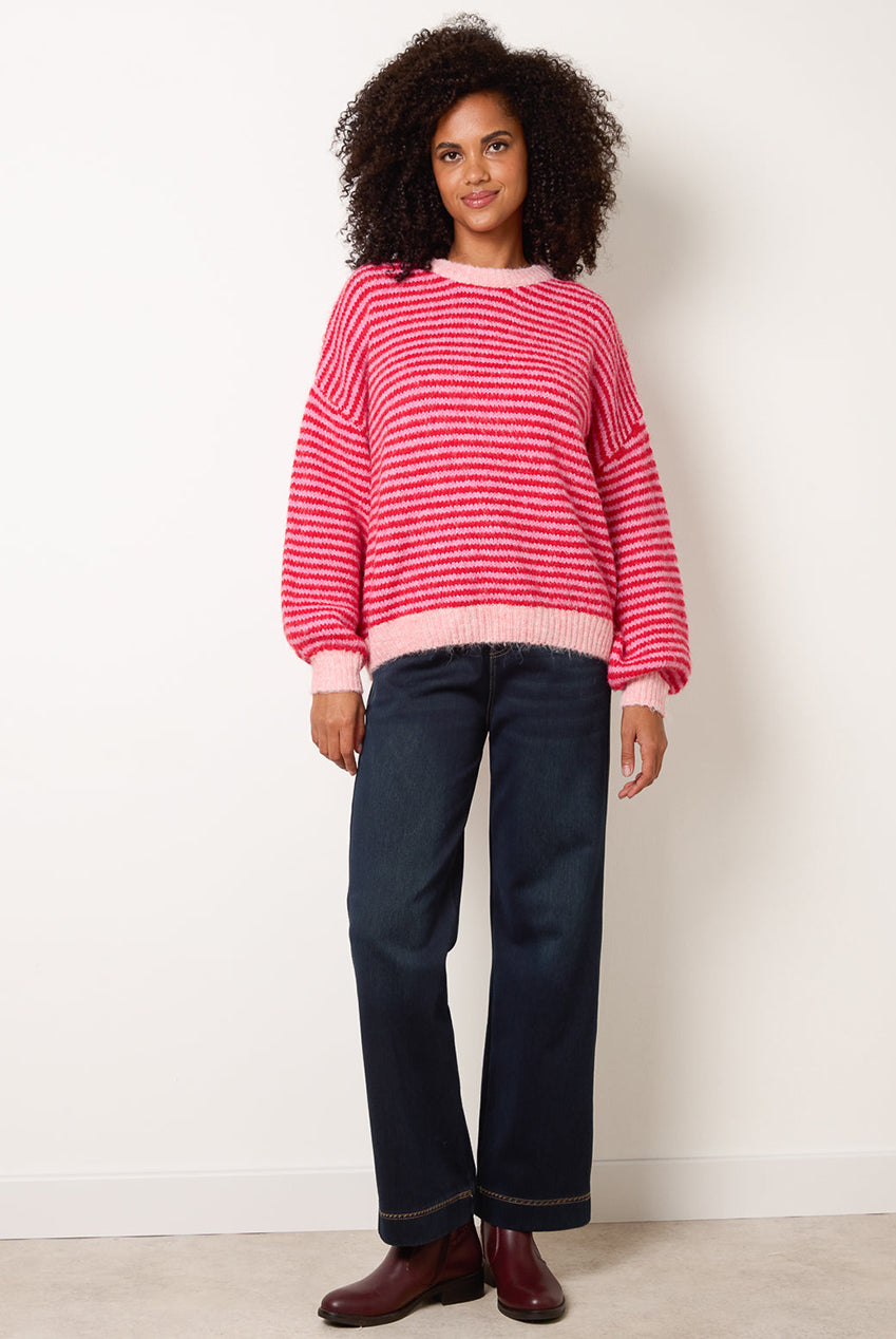Striped Round Neck Knit Jumper WF5811BV465