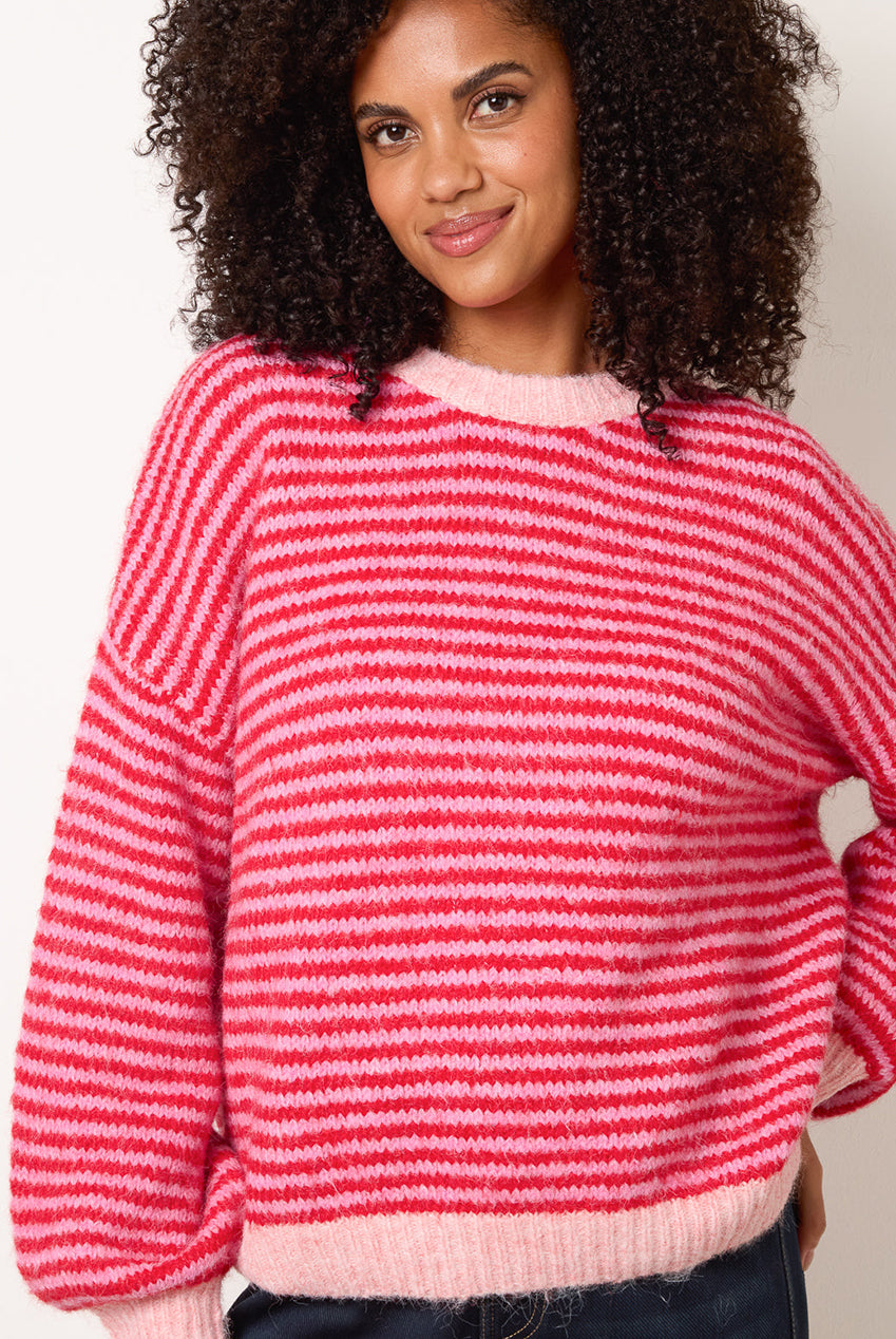 Striped Round Neck Knit Jumper WF5811BV465