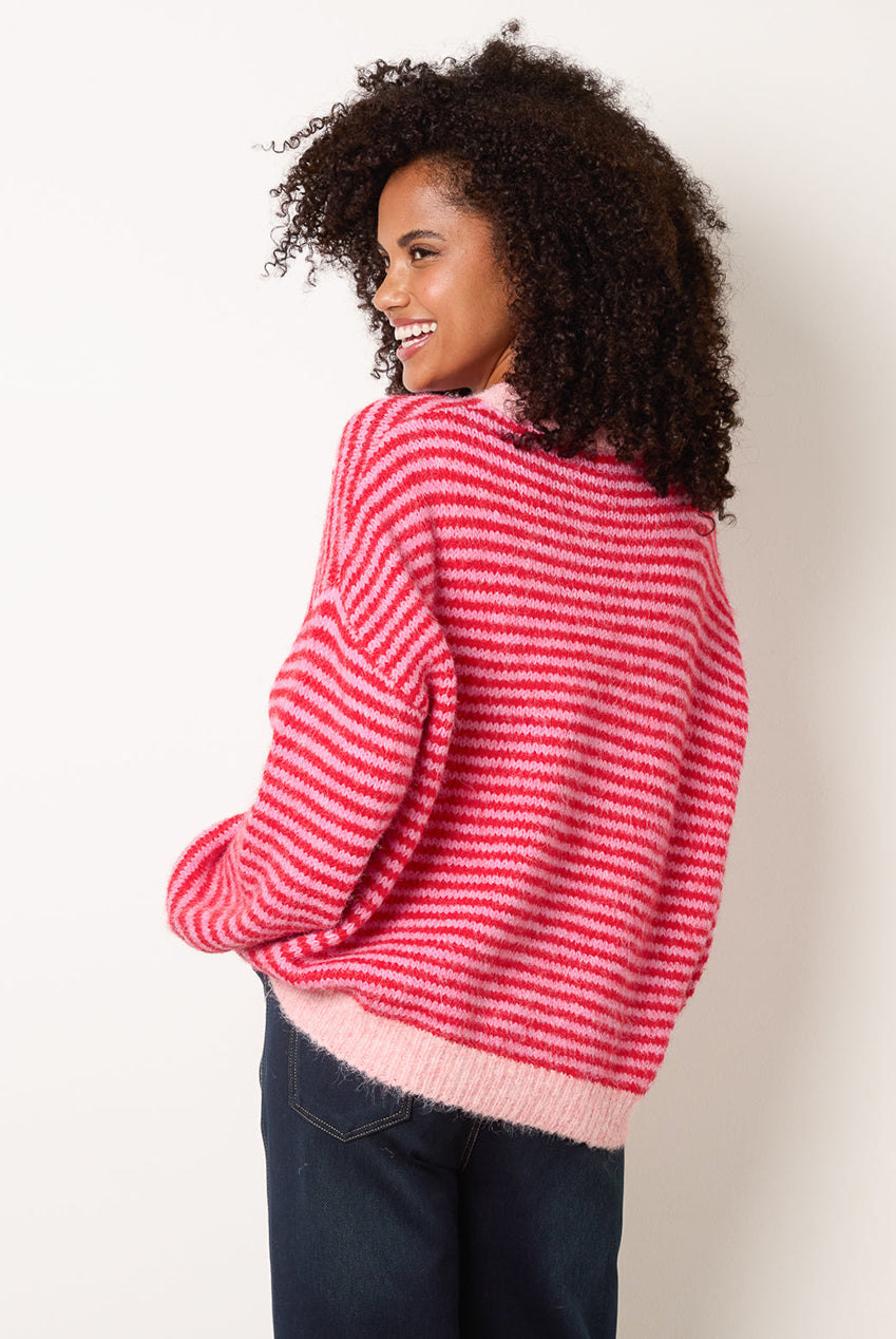 Striped Round Neck Knit Jumper WF5811BV465
