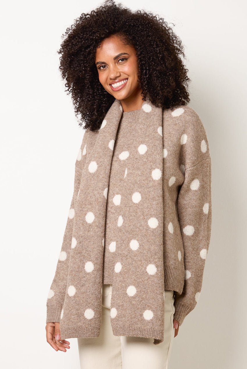 Polka Dot Knit Jumper With Scarf WF5825BV004