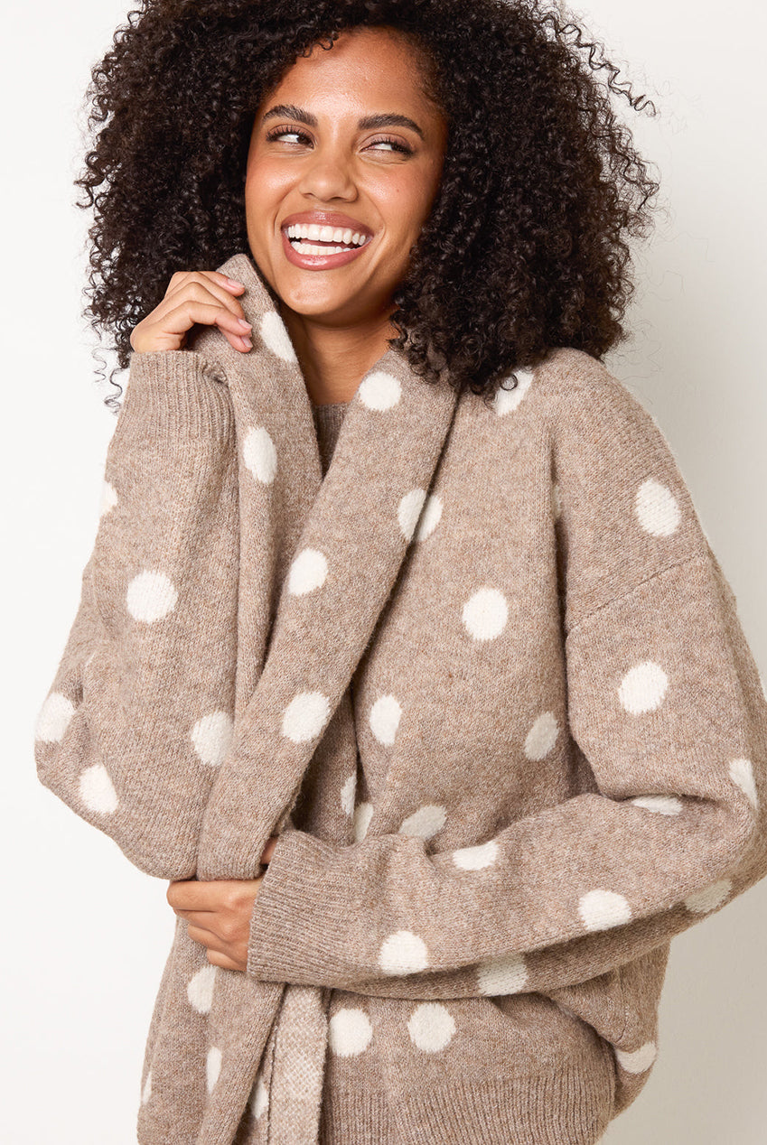 Polka Dot Knit Jumper With Scarf WF5825BV004
