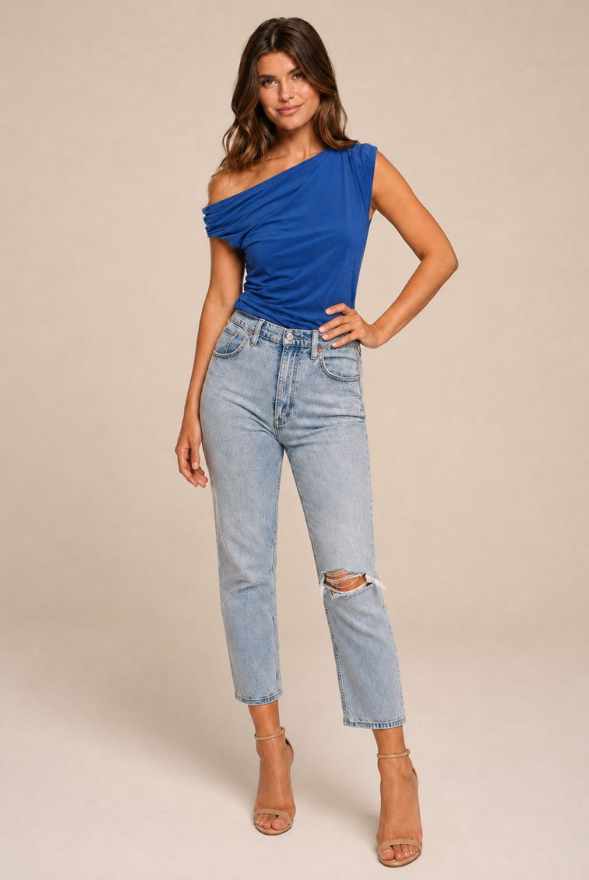 Willow Royal Blue Off The Shoulder Top WILLOW-BLUE-TOP