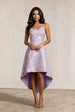 Cami Floral Jacquard Dip Hem Dress In Lilac by Chi Chi London