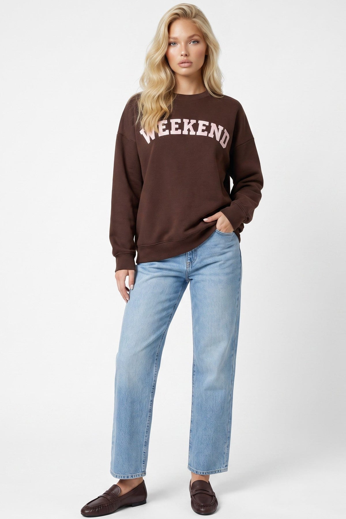 Brown Weekend Cotton Sweatshirt ALNL261412457