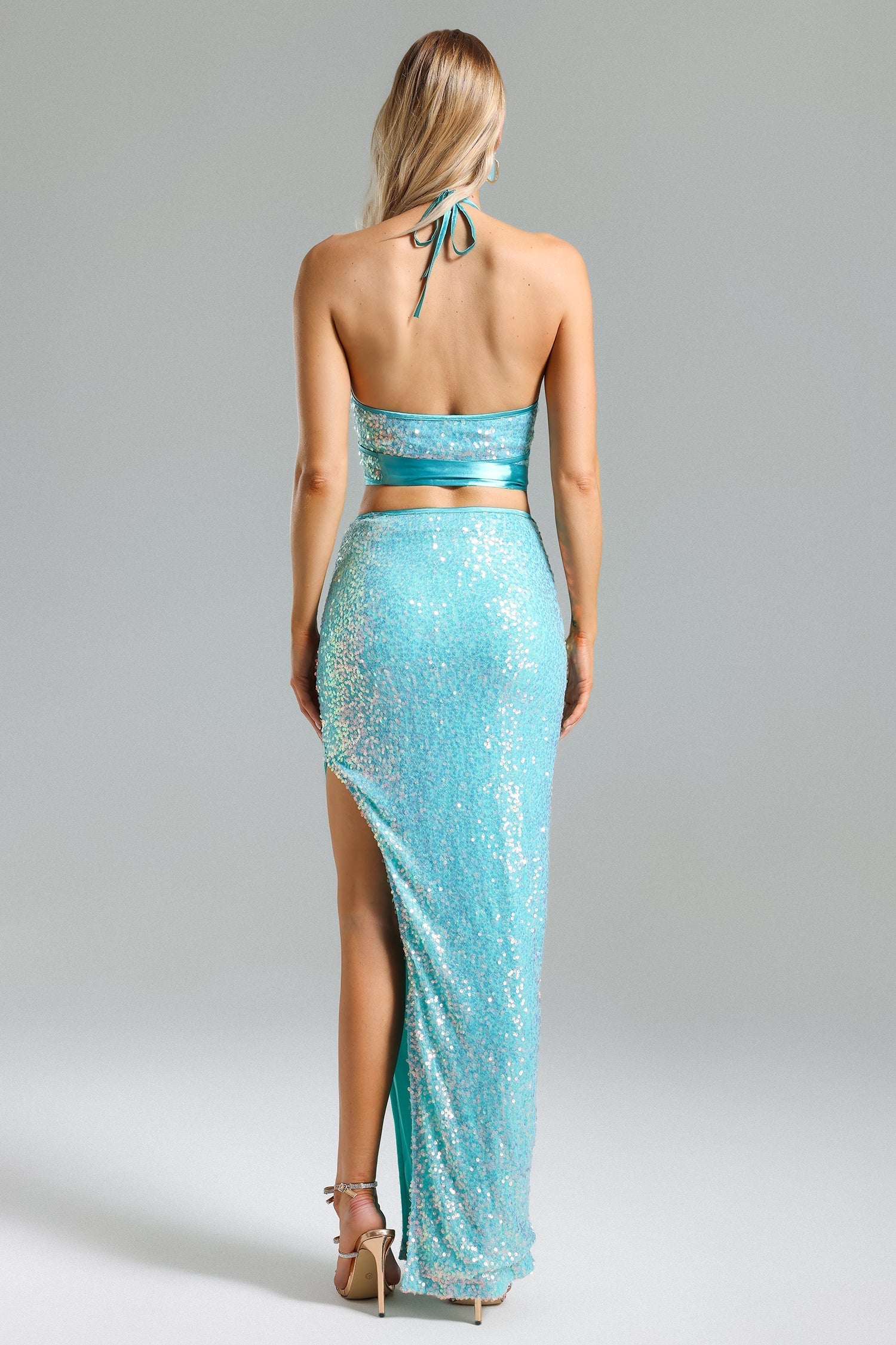 Werko Sequins Strappy Slit Dress D240400225