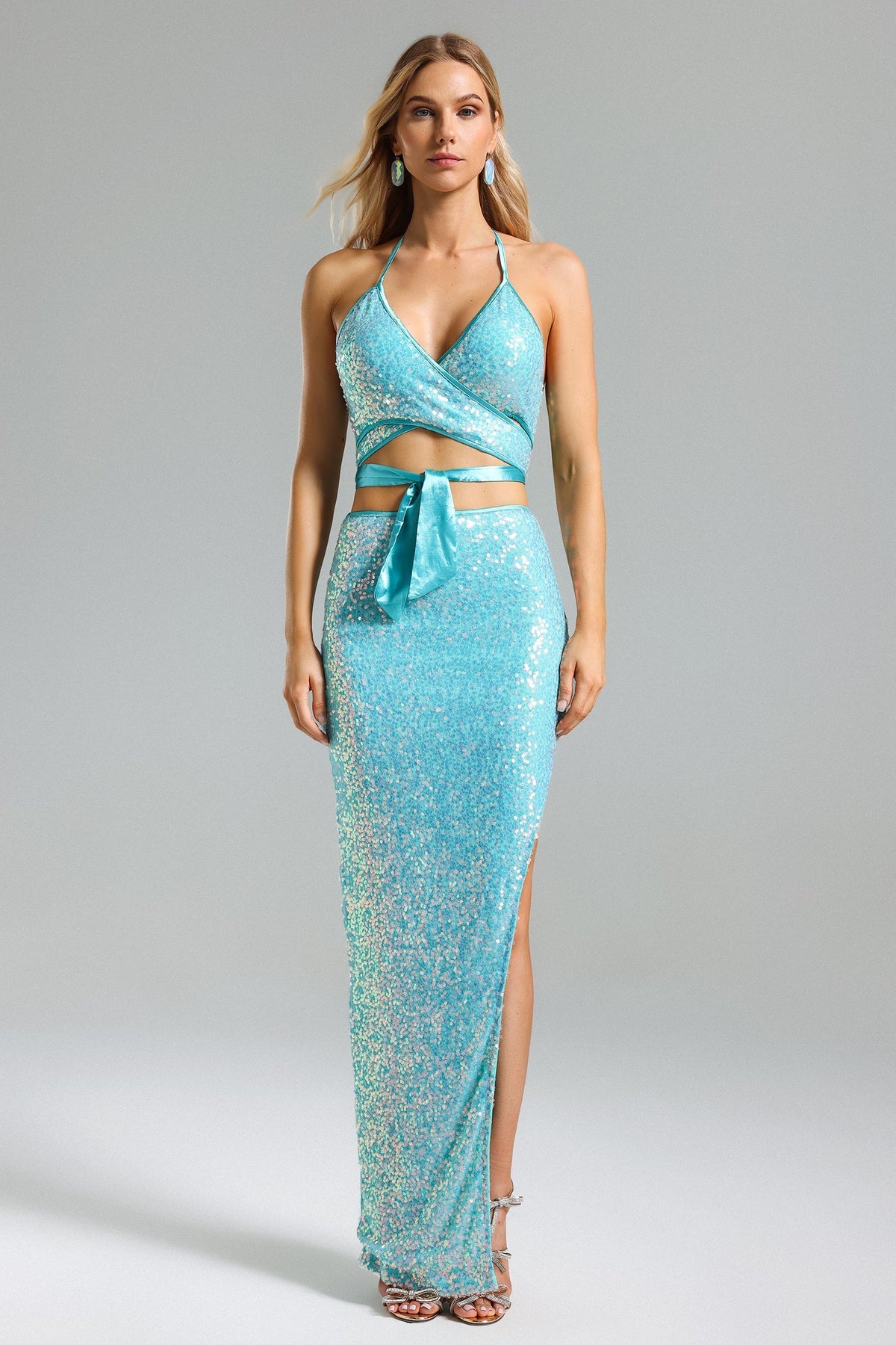 Werko Sequins Strappy Slit Dress D240400225