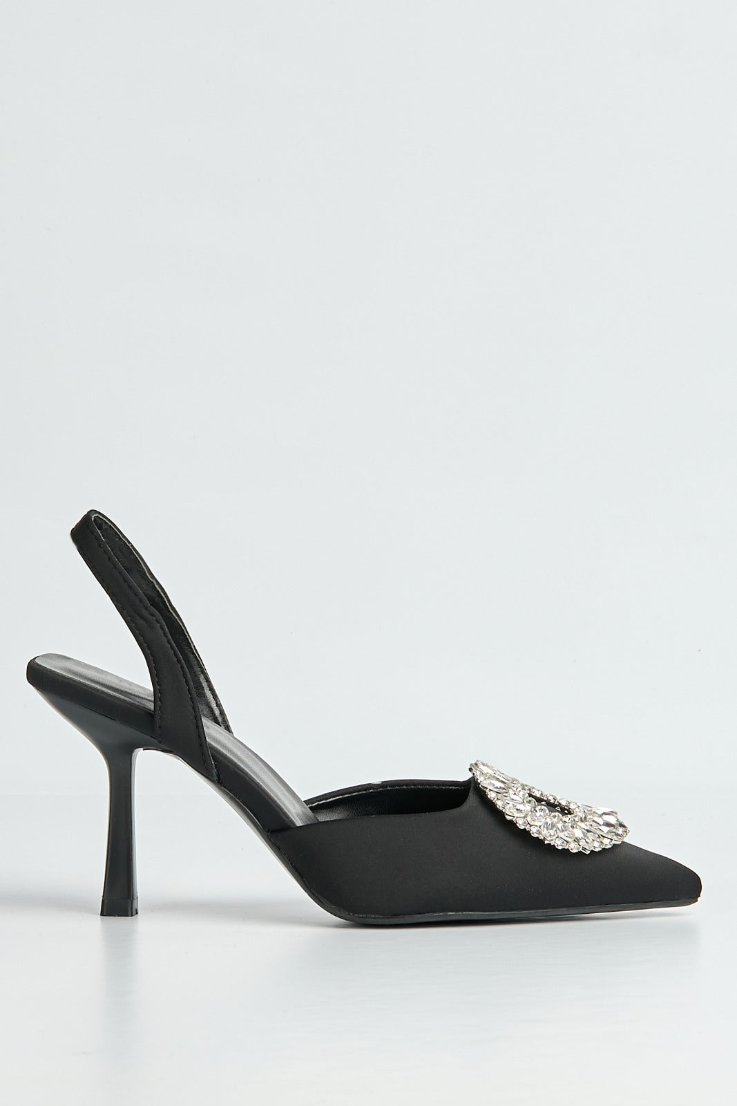 Gia Diamante Broach Slingback Court Shoes In Black 503-26-BLK