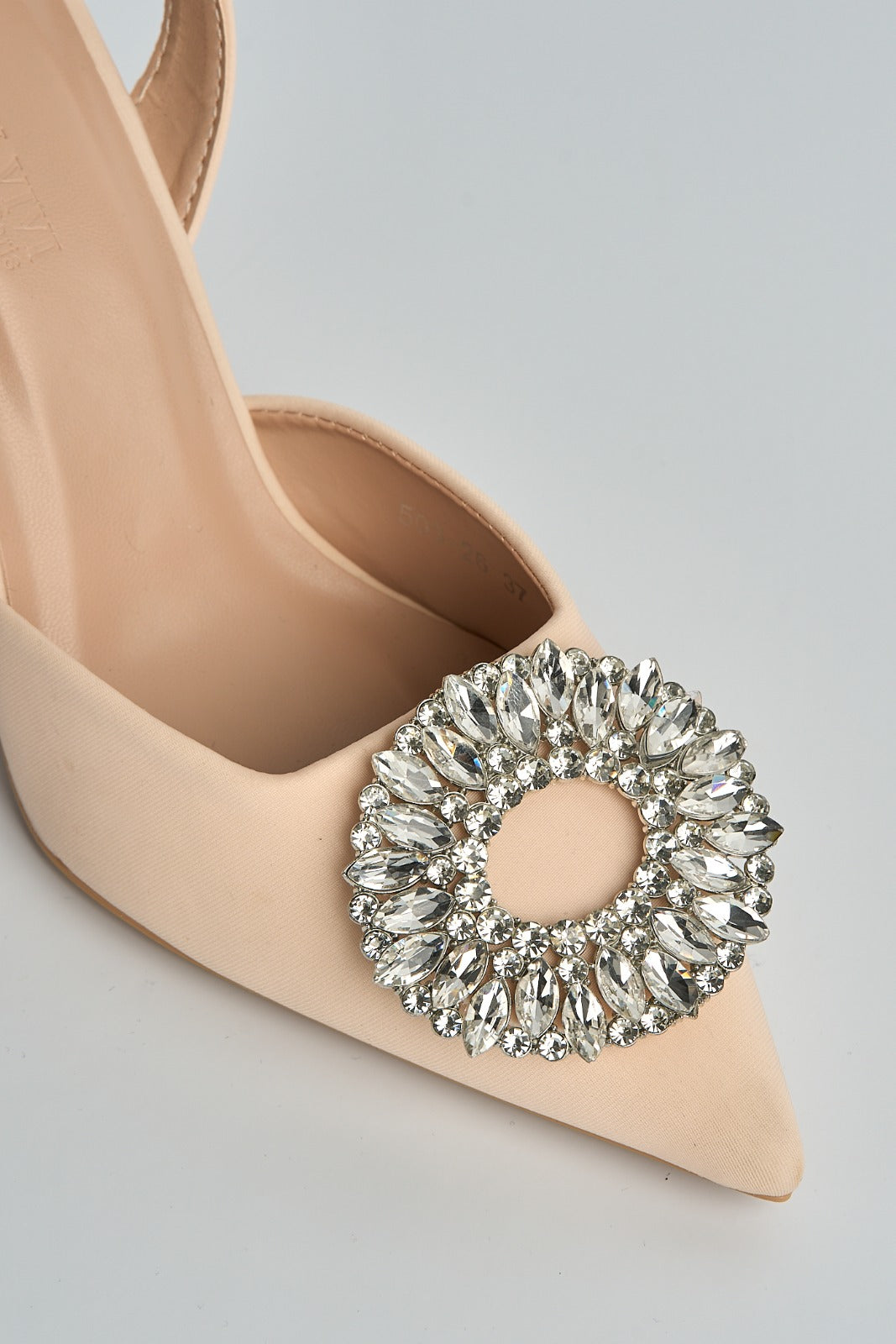 Gia Diamante Broach Slingback Court Shoes In Nude 503-26-NUD