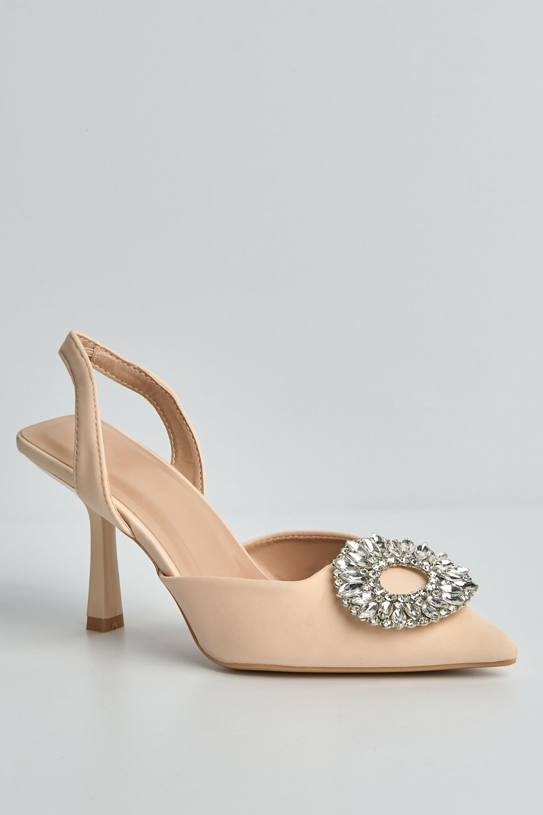 Gia Diamante Broach Slingback Court Shoes In Nude 503-26-NUD
