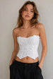 White Lace Bandeau Corset Top With Lace-Up Back by Avinci