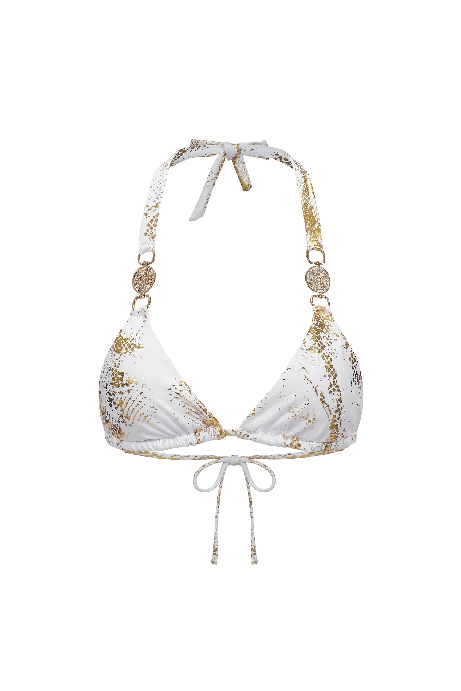 Rina Halter Sleeveless Diamond Gold Stamping Bikini Y250201578