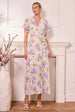 Butter Yellow Pleated Dress With Purple Florals by Angeleye
