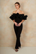 Ruffle Bardot Jumpsuit In Black by Chi Chi