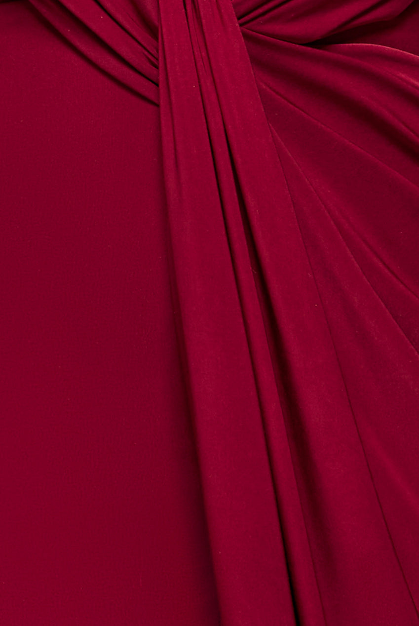 Cowl Plunge Draped Mermaid Maxi Dress - Wine DR4879