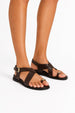 Julia Gold Pebble Detail Crossover Anklestrap Sandals In Chocolate by Miss Diva