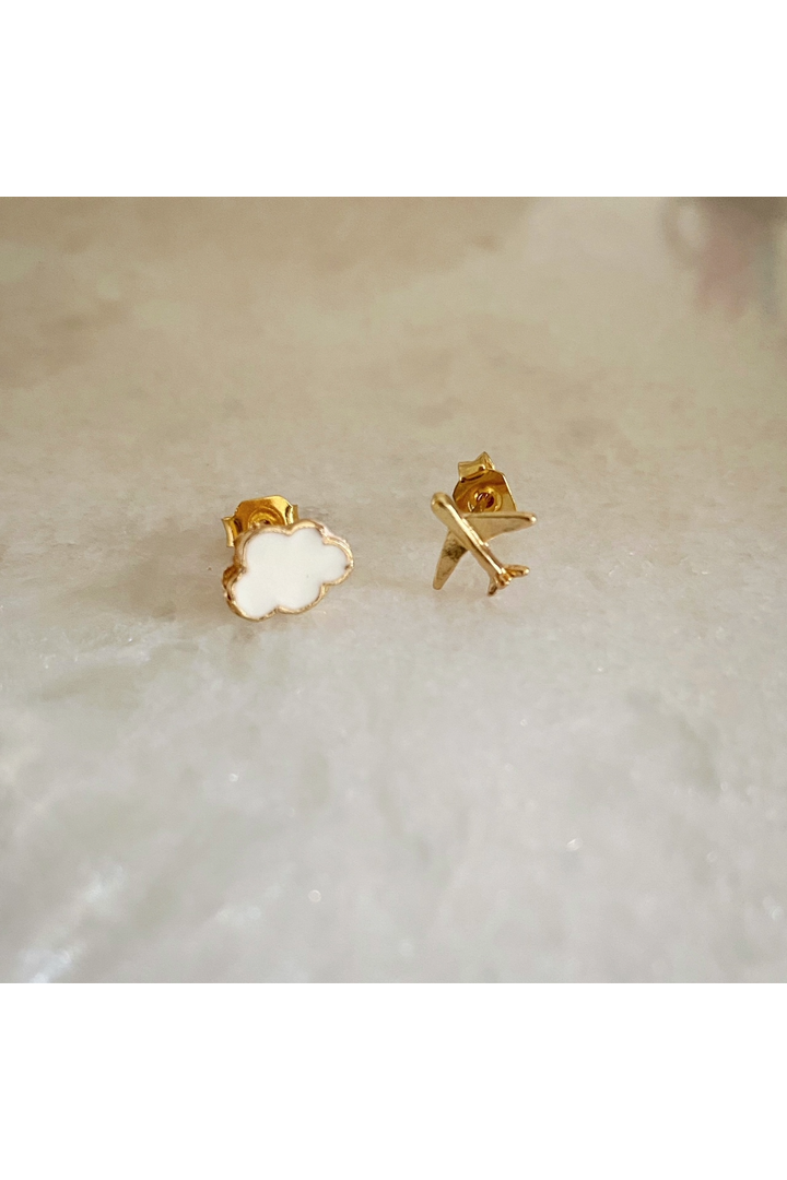 Aeroplane And Cloud Stud Earrings AERO001