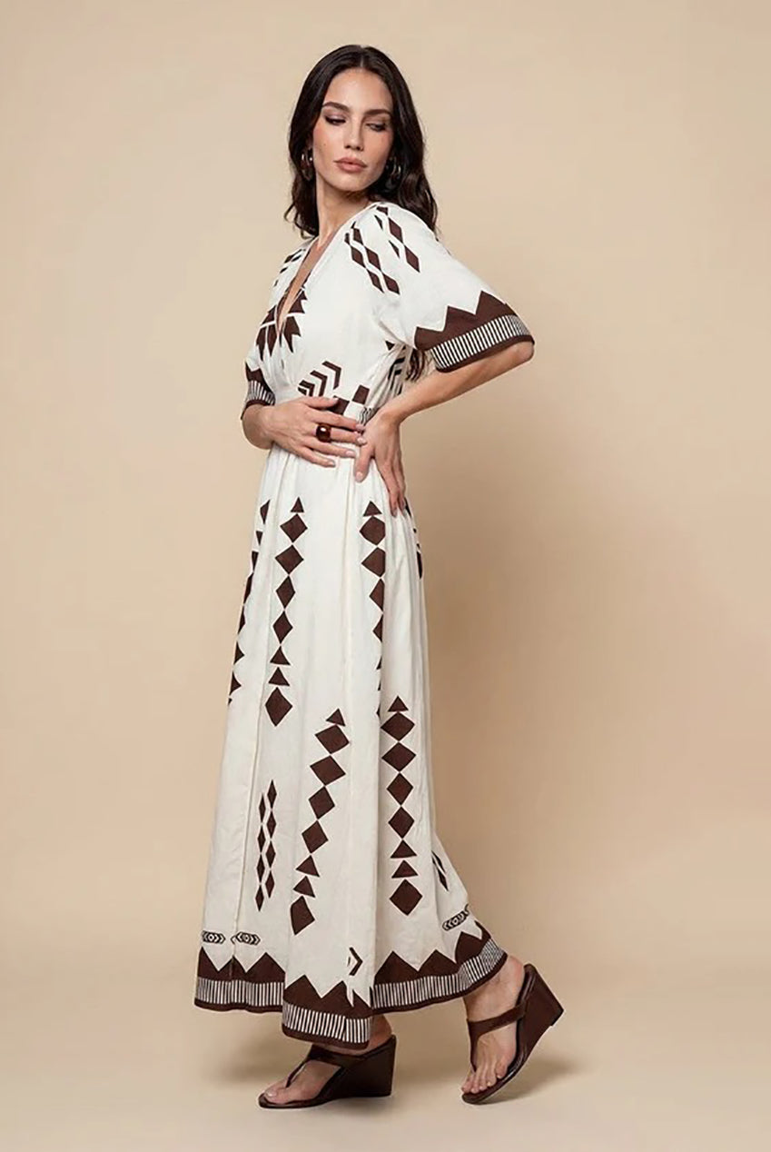 Pattern Angel Sleeve Maxi Dress 40DRS38710