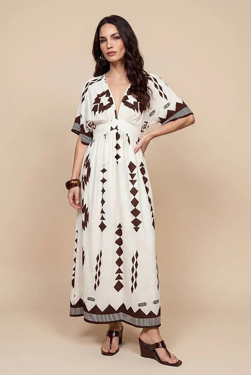 Pattern Angel Sleeve Maxi Dress 40DRS38710