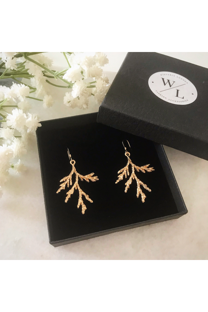 Aster Gold Branch Drop Earrings ASTERGLD002