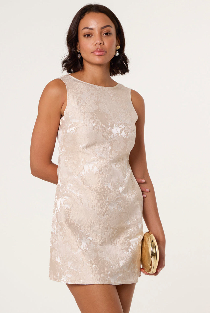 Luxe Jacquard Bow Back Dress AW25282B038