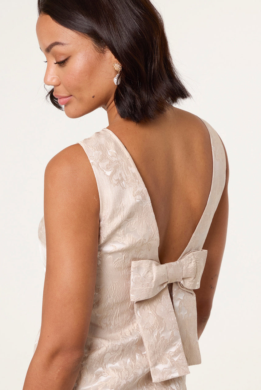Luxe Jacquard Bow Back Dress AW25282B038