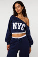 Off The Shoulder Graphic Sweatshirt by Pink Vanilla