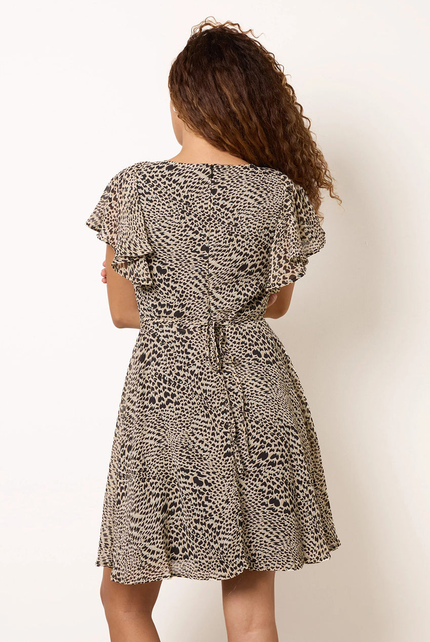 Heart Animal Frill Sleeve Mini Dress AW26009B058