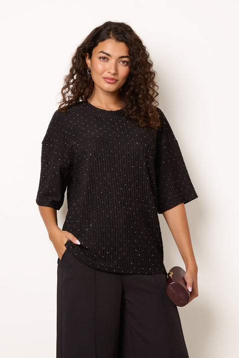 Diamante Textured Top by Blue Vanilla