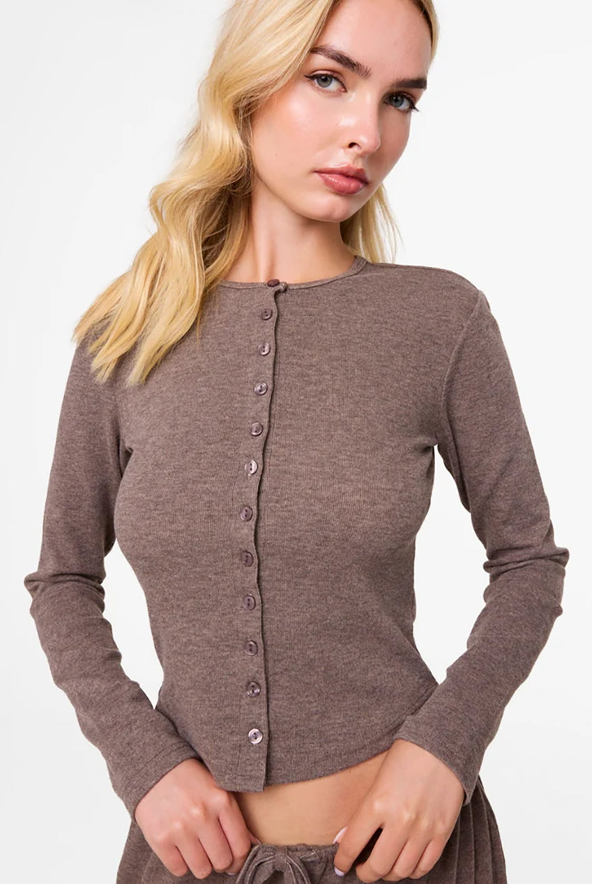 Ribbed Button Up Cardigan AW26055P004