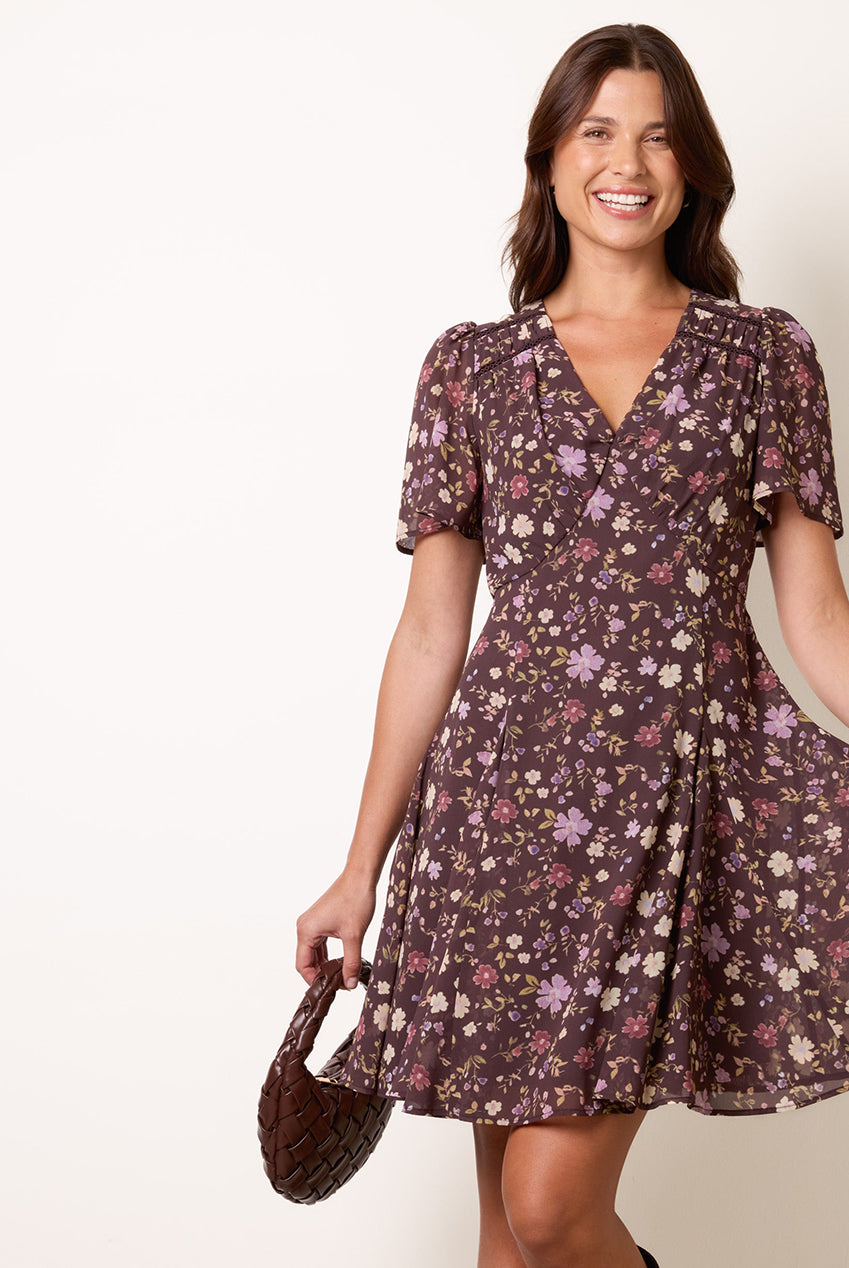 V Neck Floral Mini Dress AW26068B030