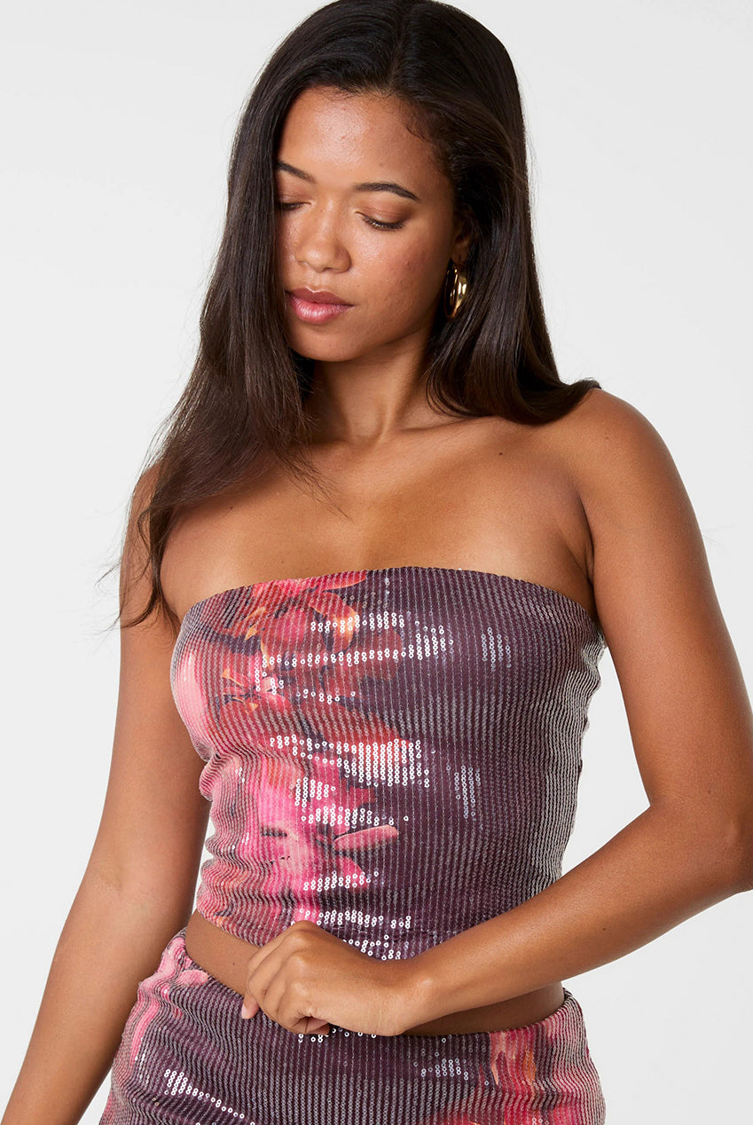 Sequin Floral Bandeau Top AW26079P063
