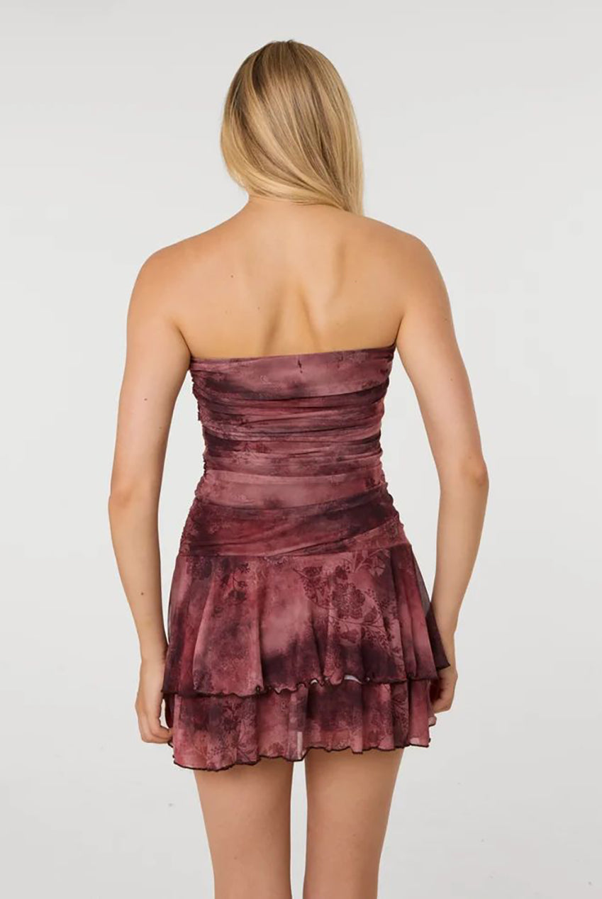 Moody Mesh Tie Front Bandeau Dress AW26102P153