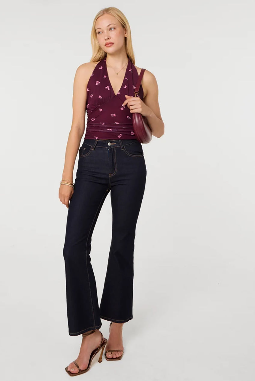 Floral Polka Dot Mesh Halter Top AW26104P090
