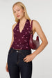 Floral Polka Dot Mesh Halter Top by Pink Vanilla