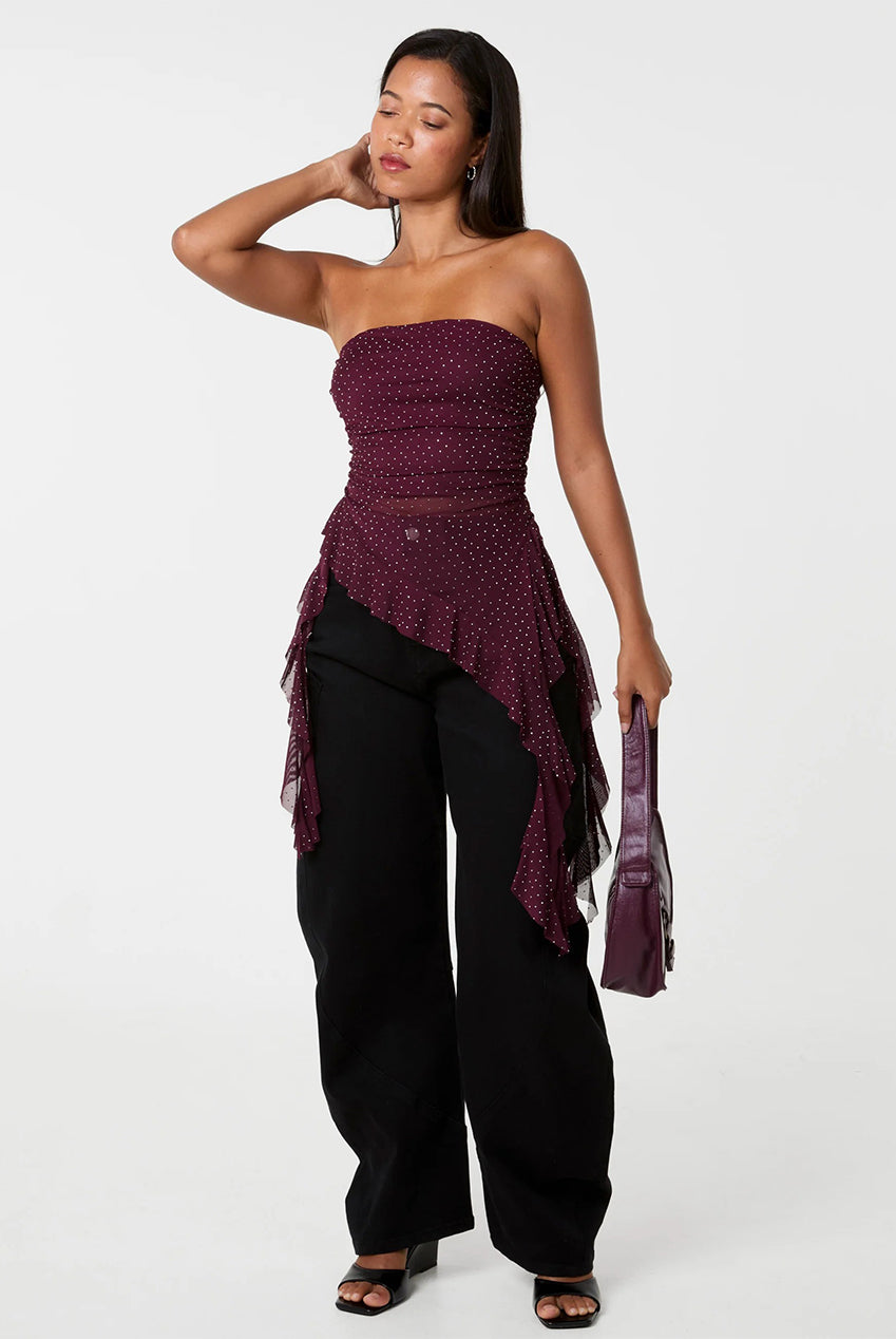 Asymmetric Diamante Bandeau Top AW26137P090