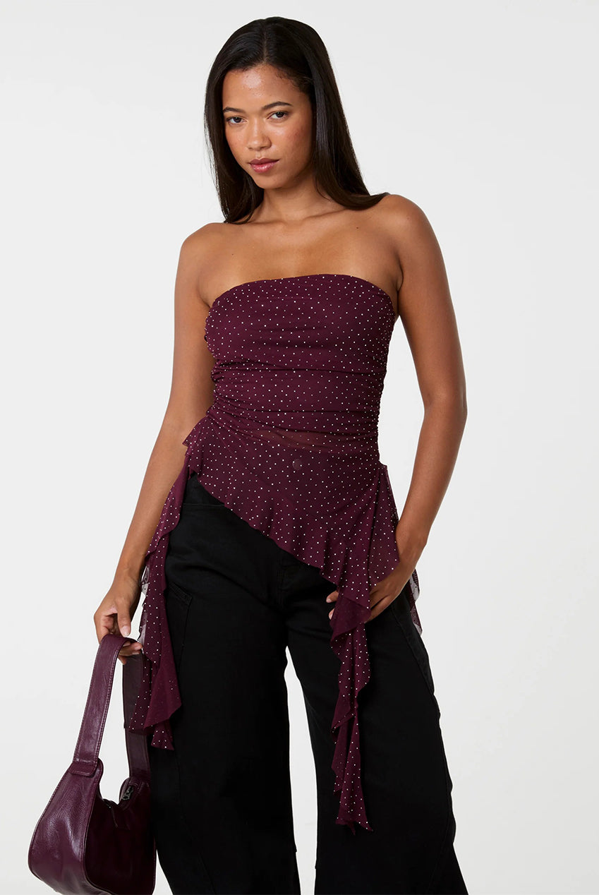 Asymmetric Diamante Bandeau Top AW26137P090