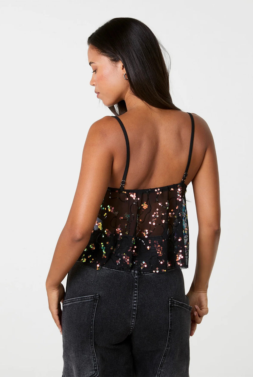 Hanky Mesh Sequin Babydoll Top AW26140P003