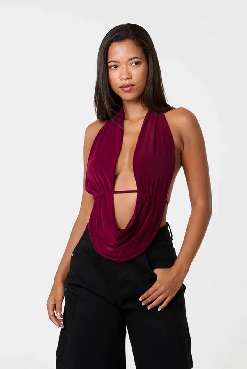 Halter Drape Tie Back Top AW26145P901