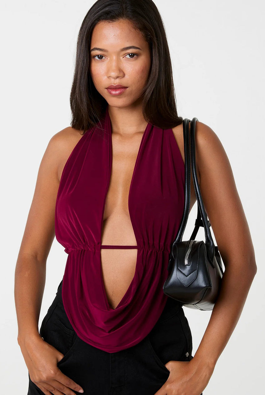 Halter Drape Tie Back Top AW26145P901