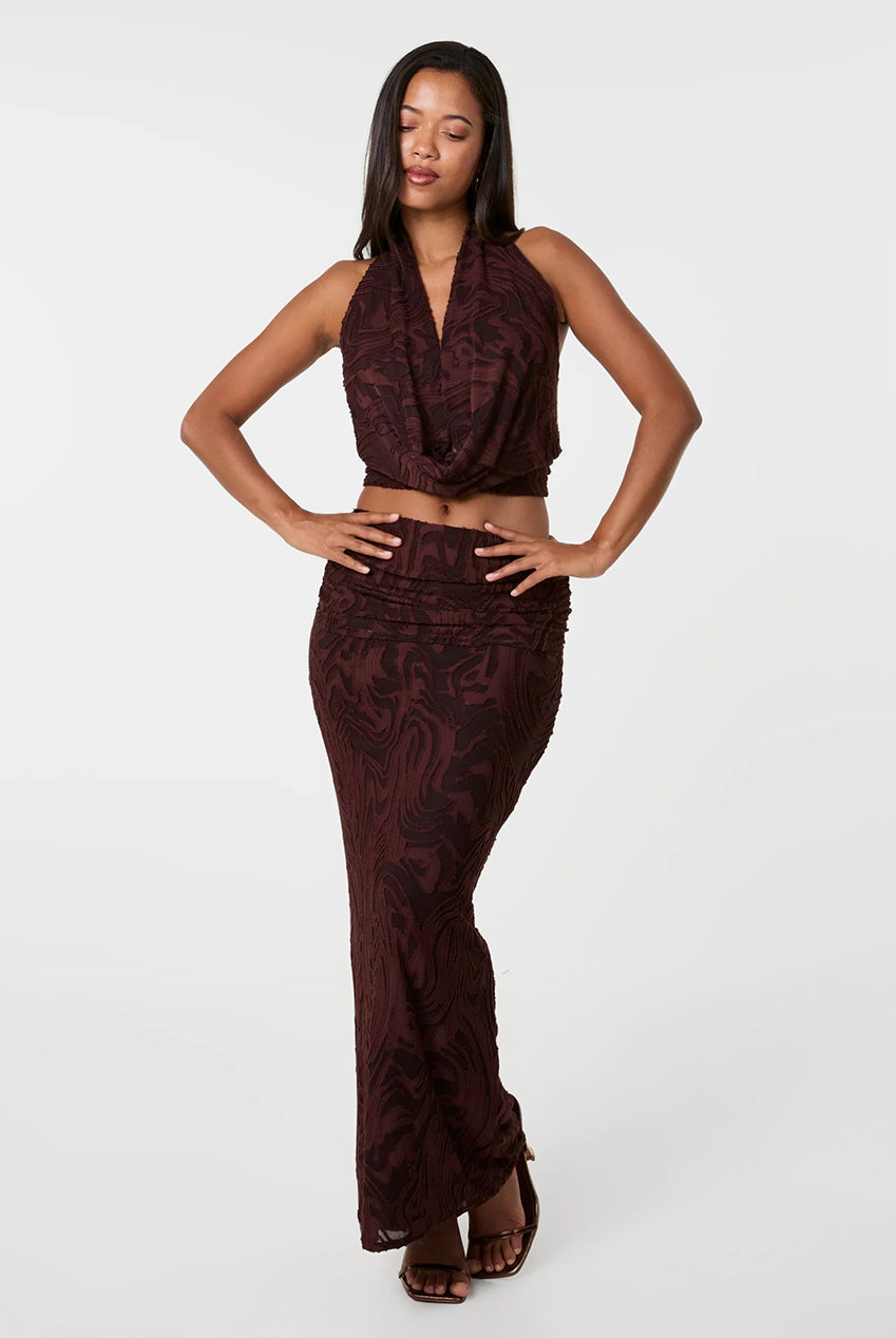 Jersey Jacquard Ruched Side Skirt AW26146P030