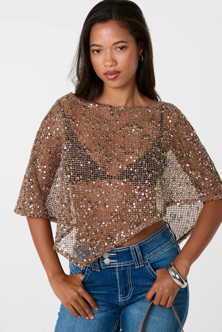 Sequin Knit Cape AW26166P039